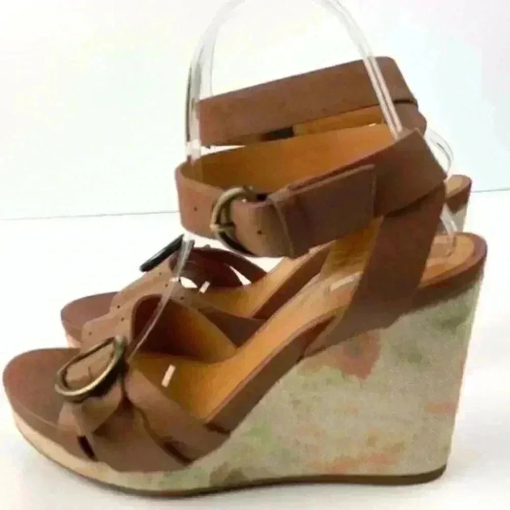 Geox Respira platform wedges 8 38 brown leather